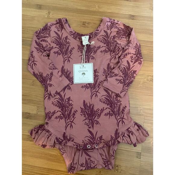 Kate Quinn bamboo ruffle leg long sleeve pink wheat grass 12 18 new tags